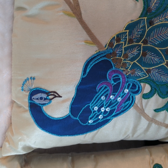 MARLO LORENZ | Embroidered Sequined Peacock Vintage Throw Pillow - Picture 3 of 11